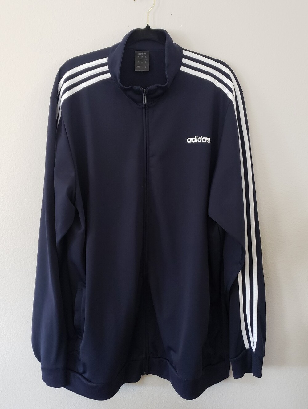 Men's adidas Navy Lightweight Track Jacket with White Stripes